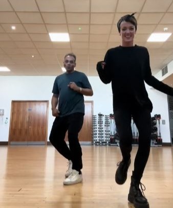 He showed off his moves with his pro Lauren