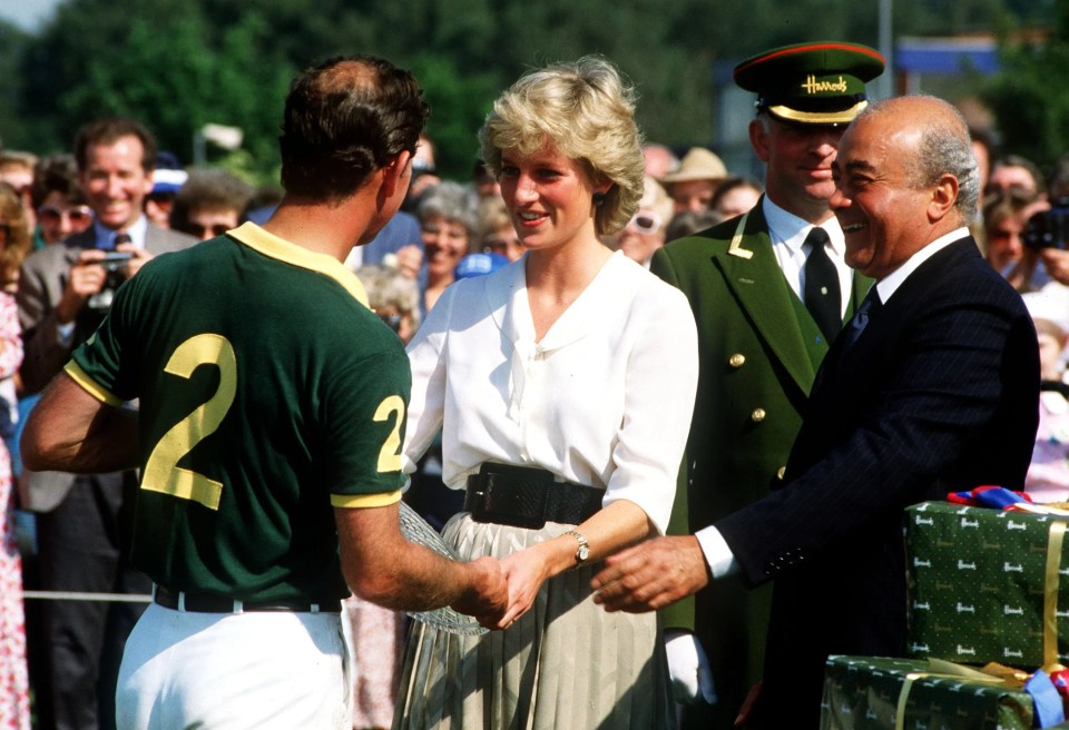 Al-Fayed with Princess Diana and Charles at a polo match in 1987