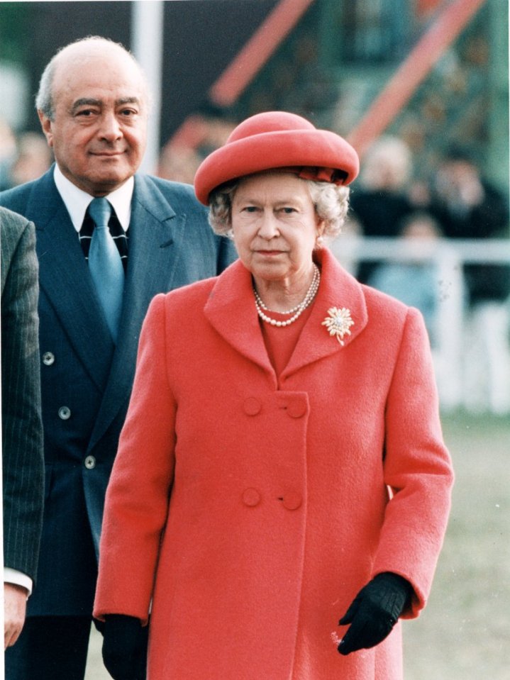 The Harrods boss pictured with the late Queen in 1996
