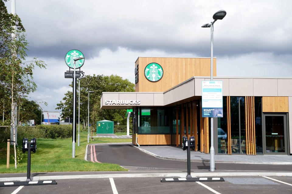 An impressive new Starbucks coffee shop welcomes motorists