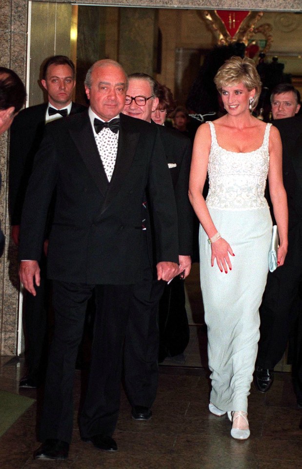 Princess Diana with Mohamed Al Fayed attending a charity dinner for the Harefield Heart Unit in February 1996