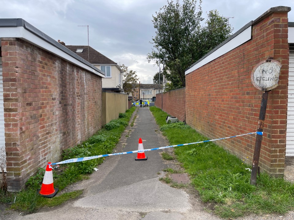 An alleyway between Sundon Park Road and Moira Close was cordoned off