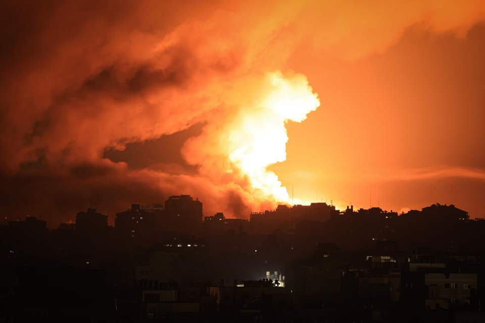 The sky above Gaza turned red after an explosion