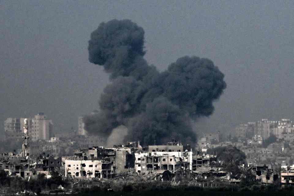 Smoke rises from an Israeli strike on Gaza