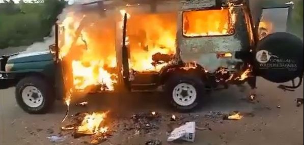 The car they were travelling in was found up in flames