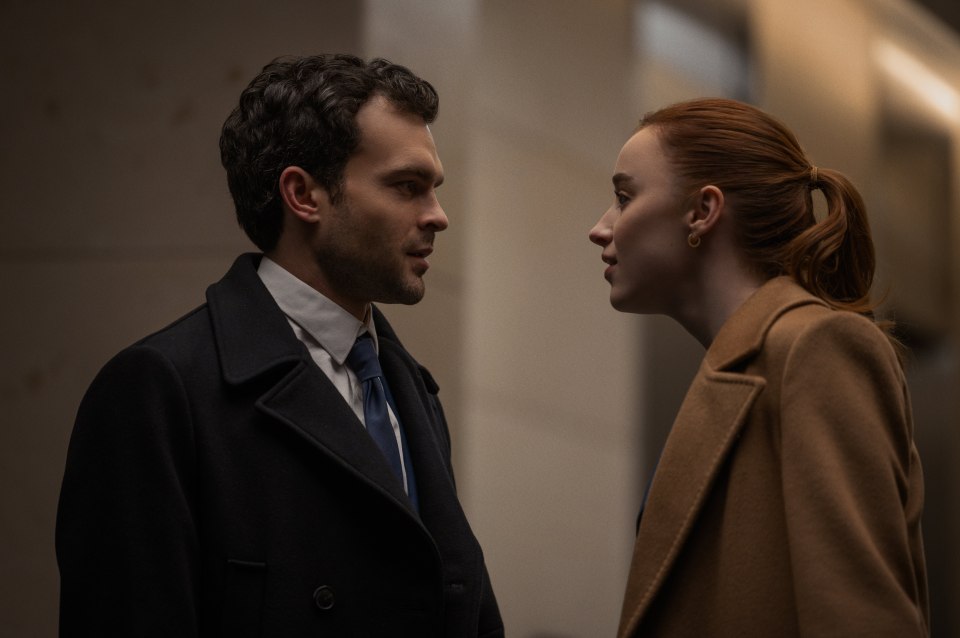 Phoebe with Alden Ehrenreich as Luke in the Netflix thriller