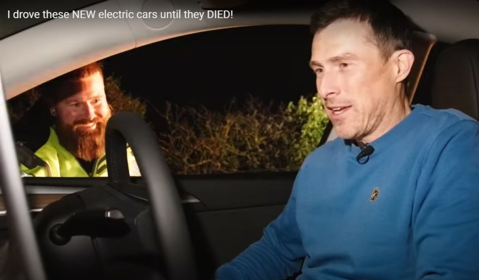The Tesla eventually ran out of battery