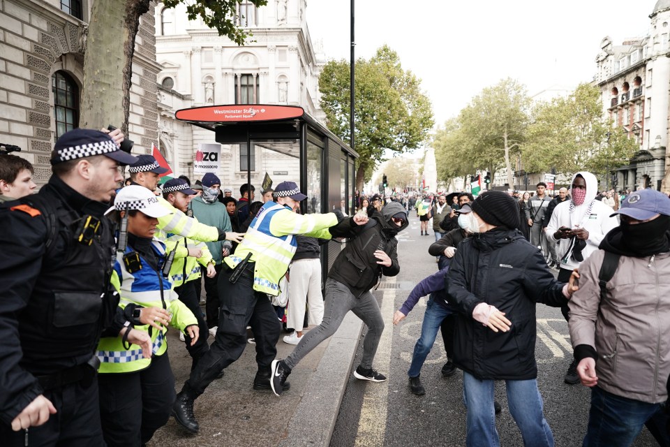 There were clashes between police and a rival counter-demonstration