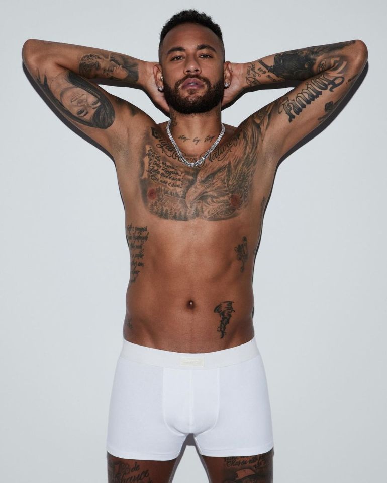 Neymar stripped off for Kim Kardashian's clothing brand's first collection of men's undies