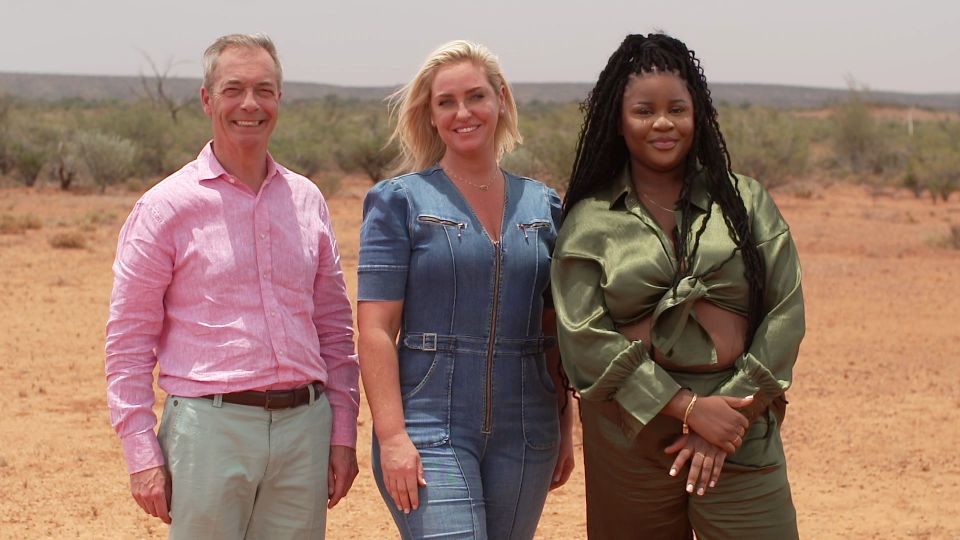 The three celebrities are left to fend for themselves in the desert