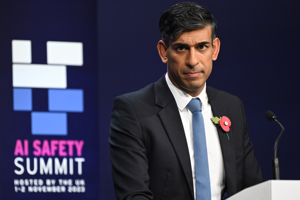 Prime Minister Rishi Sunak listens to a question as he holds the closing press conference at the AI safety summit, the first global summit on the safe use of artificial intelligence, at Bletchley Park in Milton Keynes, Buckinghamshire. Picture date: Thursday November 2, 2023. PA Photo. See PA story TECHNOLOGY AI. Photo credit should read: Justin Tallis/PA Wire