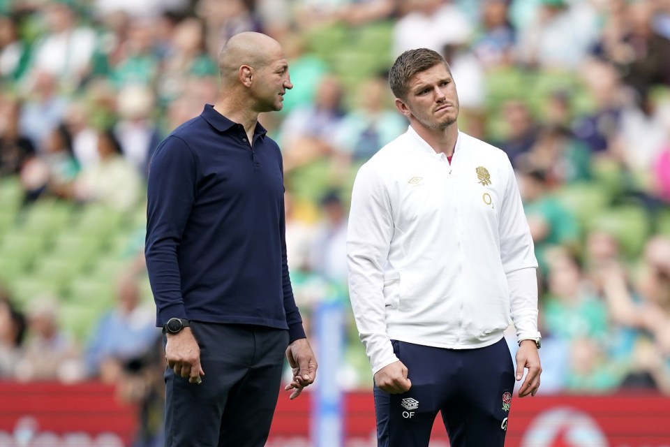 Coach Steve Borthwick with Farrell
