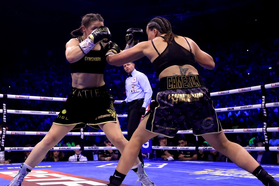 Katie Taylor, left, and Chantelle Cameron had a gruelling Dublin re-match