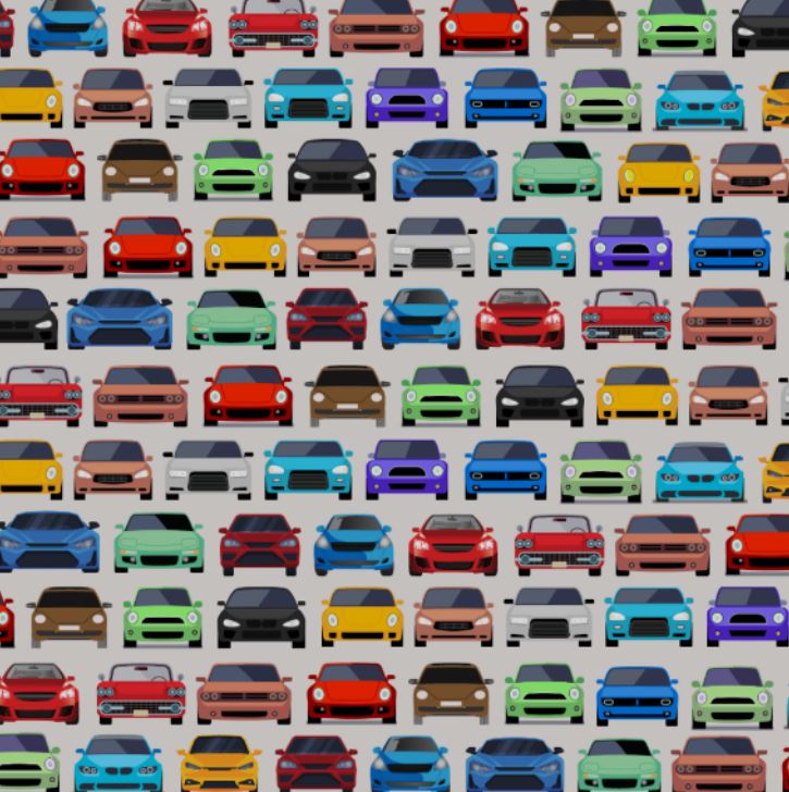 Can you spot the only car with its headlights still on?