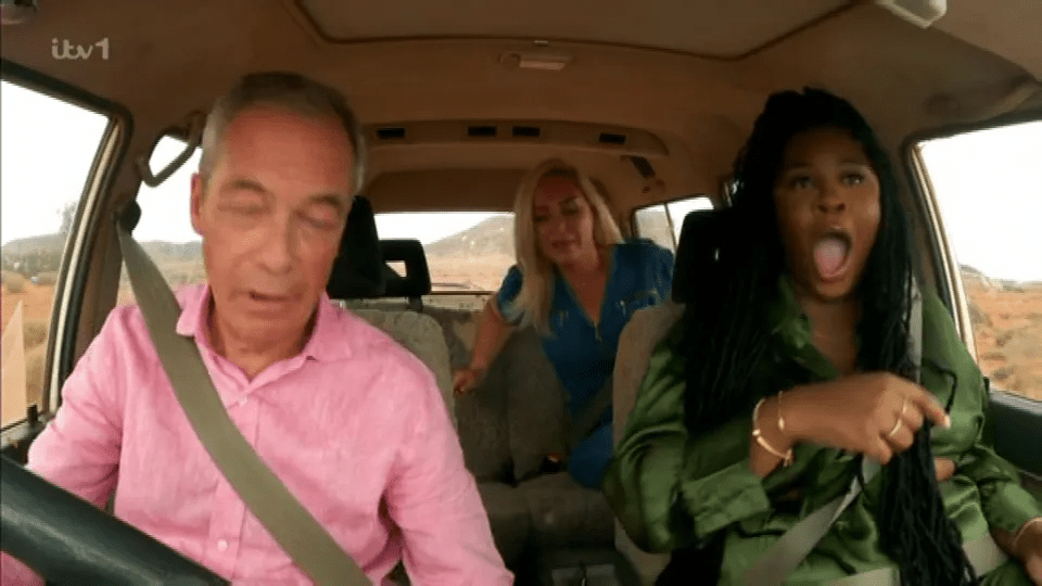 She took part in a challenge with Josie Gibson and Nigel Farage last night