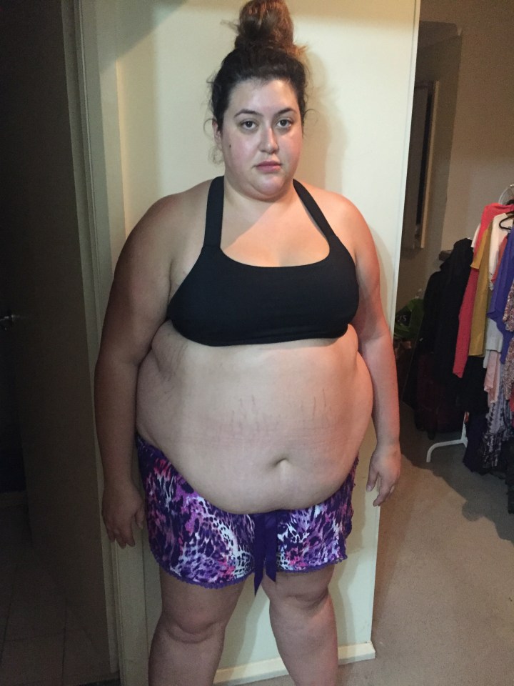 Jessica before losing weight, when she 'couldn't fit in plane seats'