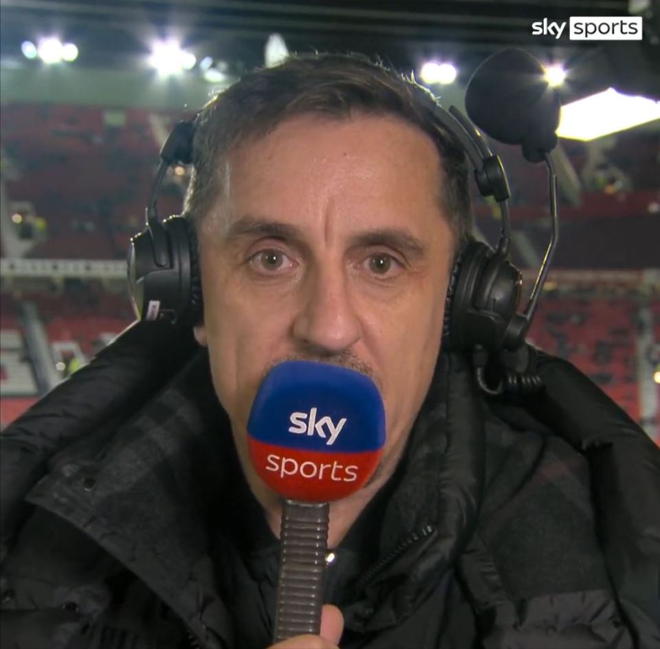 Man Utd fans highlighted Gary Neville for commenting on it during his commentary for Sky Sports