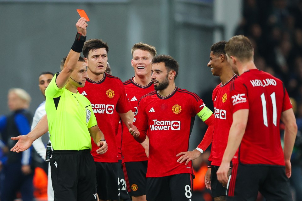 Marcus Rashford was shown red