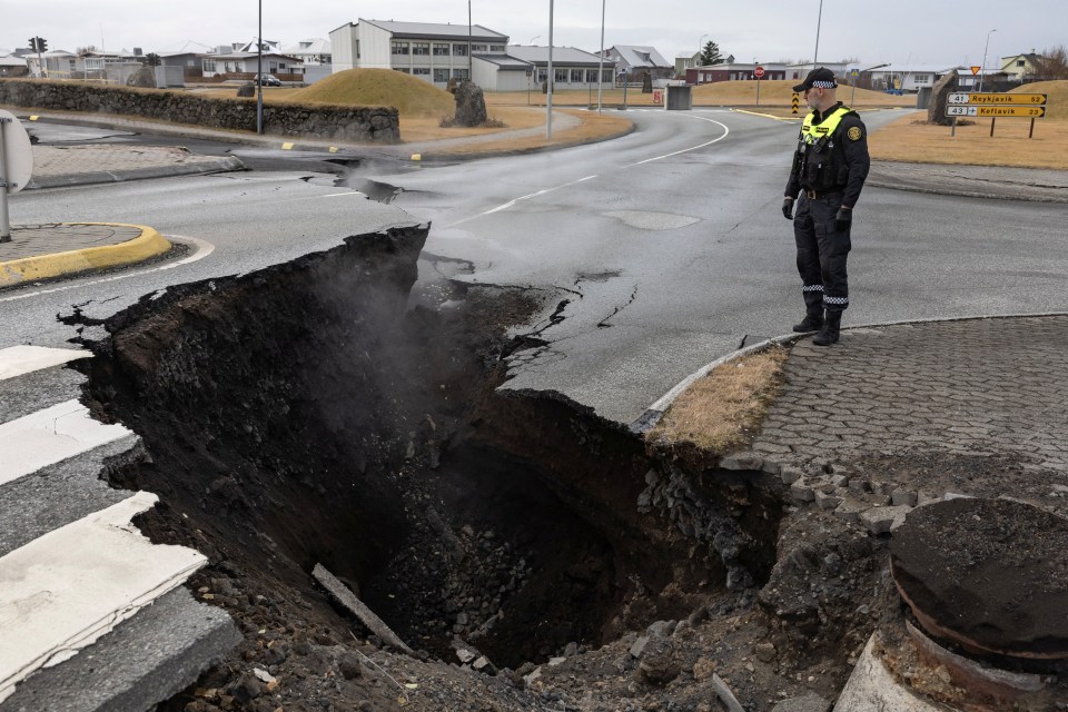A huge crack in Grindavik, Iceland