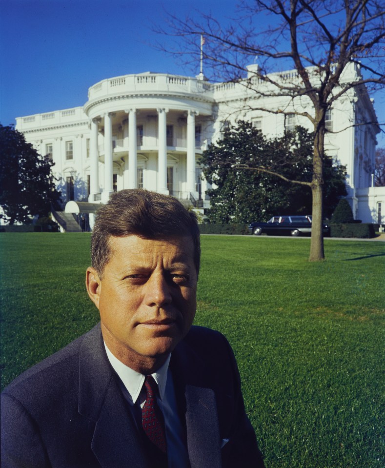 John F Kennedy on the South Lawn in front of the White House in 1961