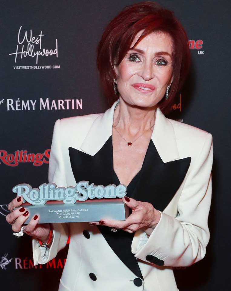 Sharon Osbourne collected husband Ozzy's Rolling Stone icon award as he was unable to travel due to ill-health
