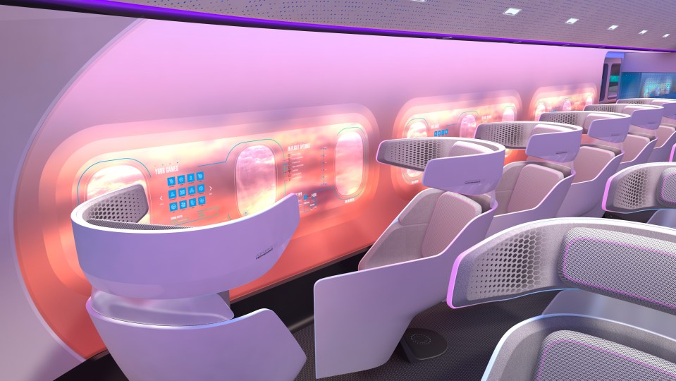 The experimental aircraft may have virtual windows using digital projections of the sky