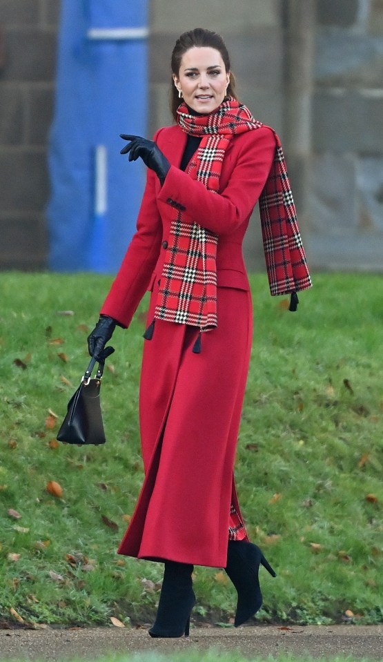 Kate opted for head-to-toe red during her and William's 1,250-mile Royal Train tour of the UK in 2020