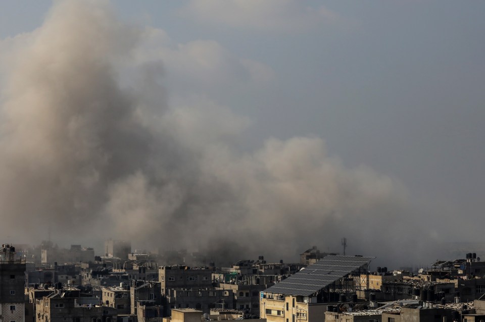 Smoke rising in Rafah after Israeli bombardment