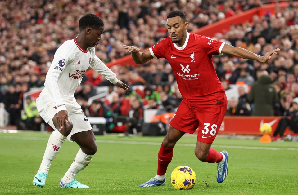 The United academy product coped well against far more experienced opponents like Ryan Gravenberch as Liverpool poured on the pressure