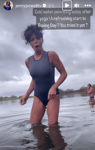 She showed off her enviable figure as she enjoyed a cold water swim