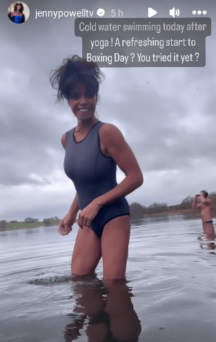 Jenny Powell stripped off for a Boxing Day dip