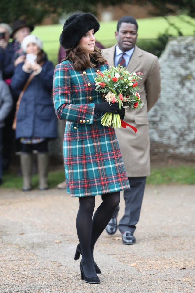 The Princess of Wales attended Christmas Day Church in 2017 in this stylish tartan number