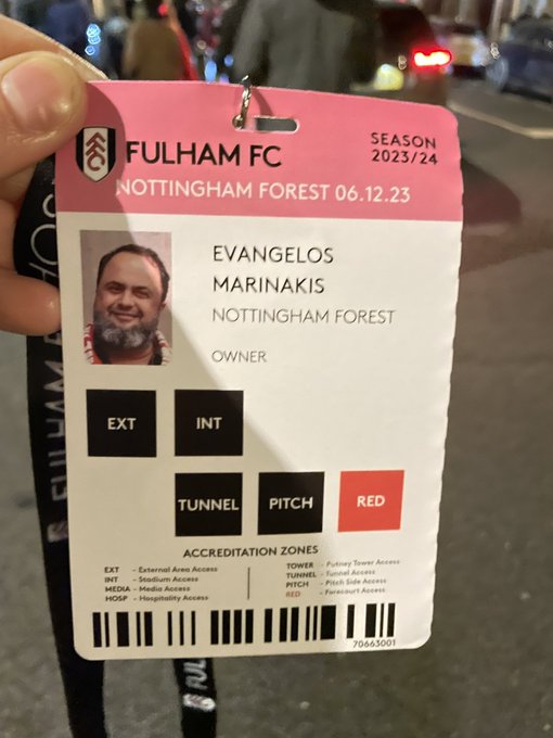 Evangelos Marinakis' security pass was found in a bush after the defeat to Fulham