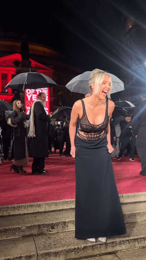She looked incredible in a black lacy cutout dress
