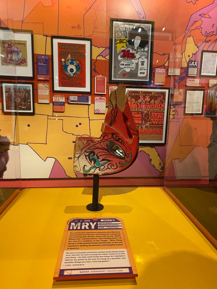 Jimi Hendrix's torched guitar is on display