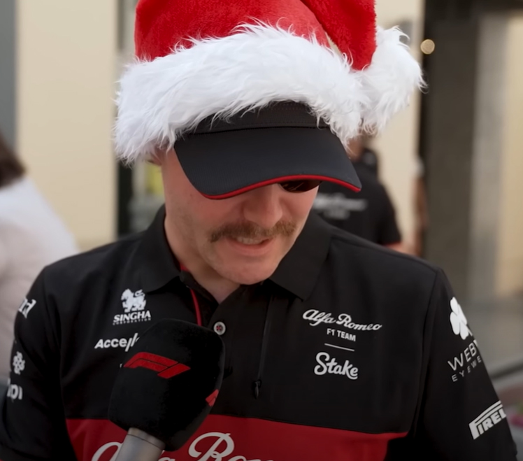 Valtteri Bottas checks out his present
