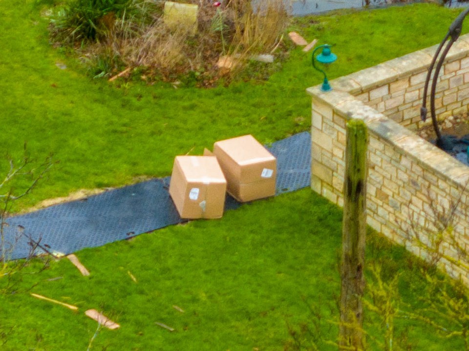 A pair of discarded boxes outside the spa complex