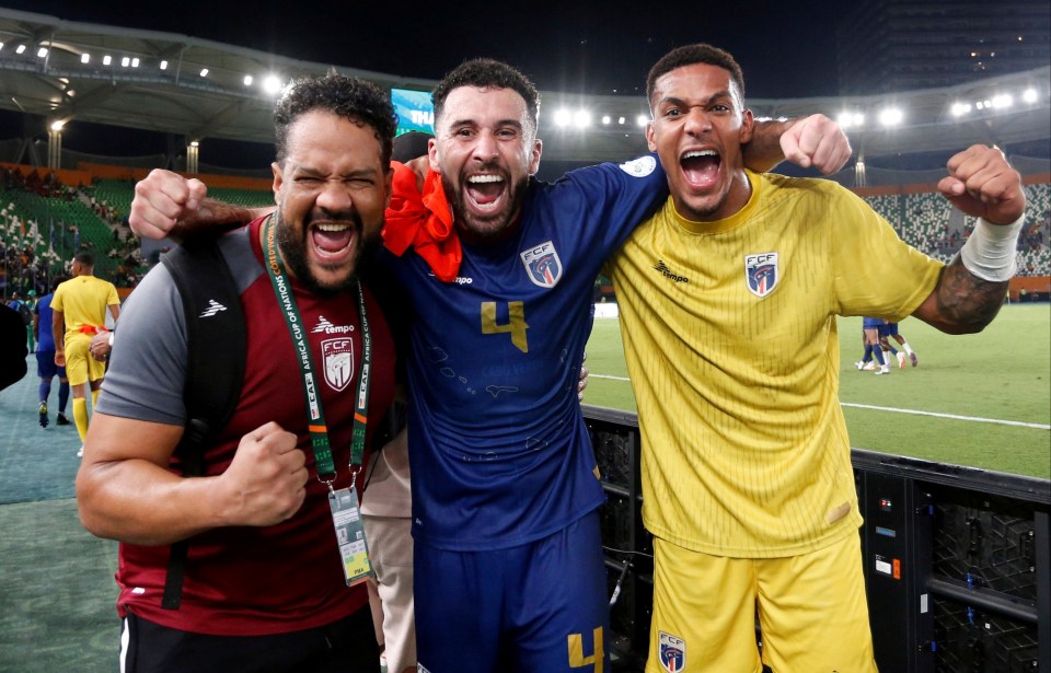 Roberto Lopes, centre, received an international call-up via LinkedIn