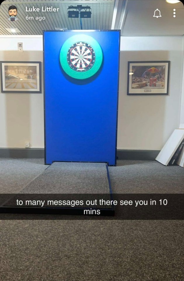 Littler sent out a Snapchat post just minutes before he went on stage