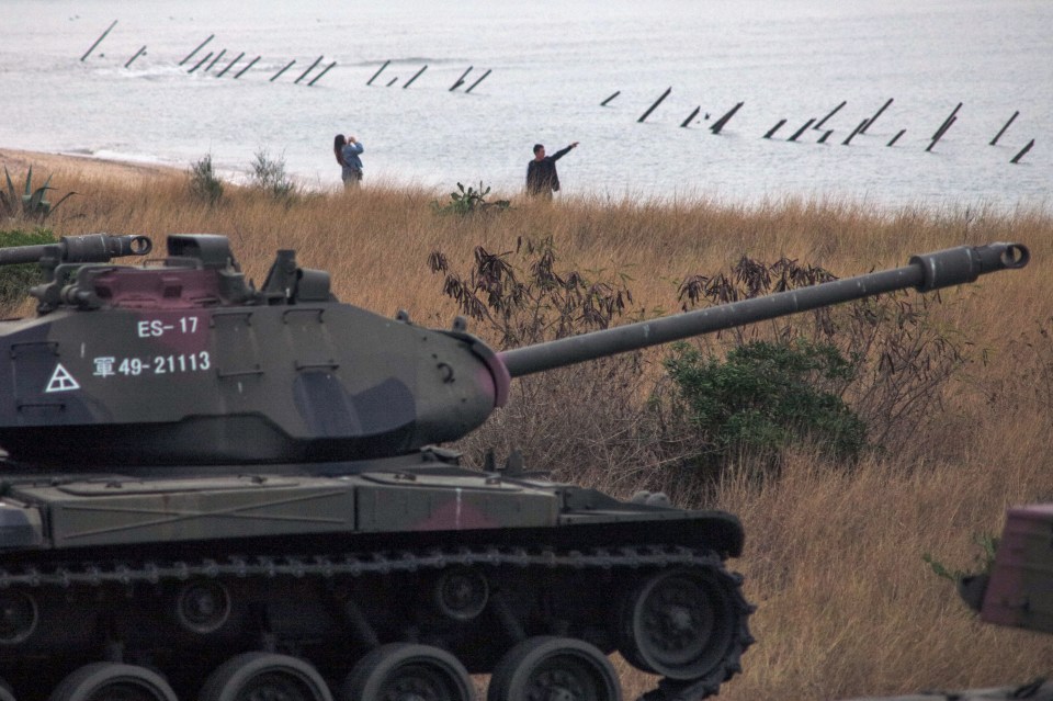 Tourists visiting the Triangle Fortress on Taiwan’s frontline island of Kinmen
