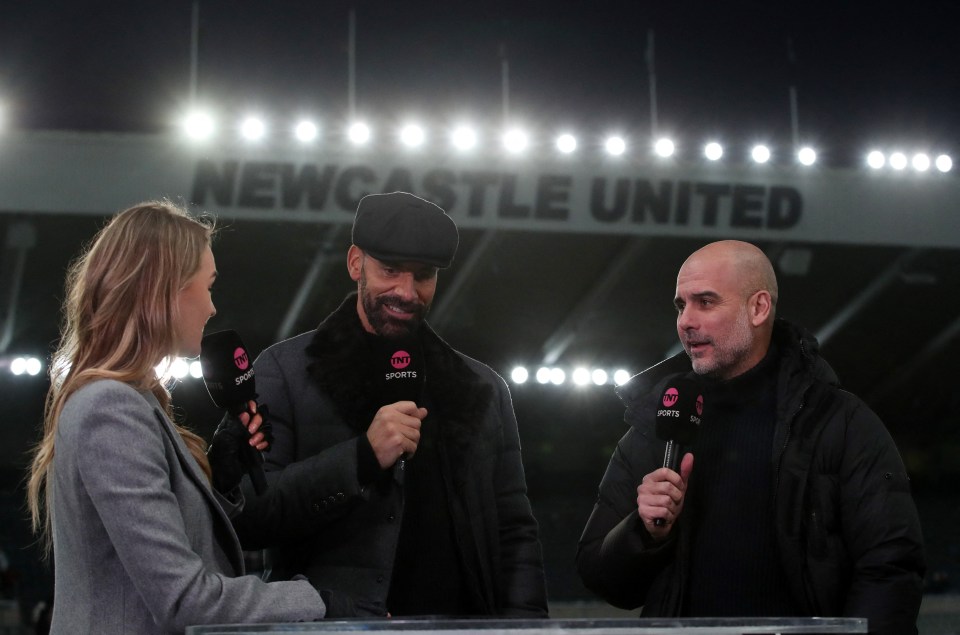 Woods interviewed City boss Pep Guardiola alongside Rio Ferdinand