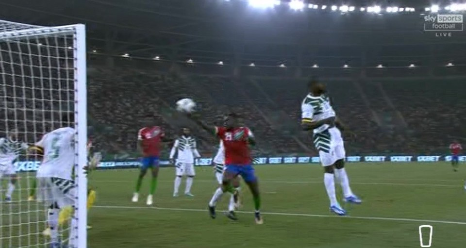A handball denied Gambia to equalise in the final moments of the game