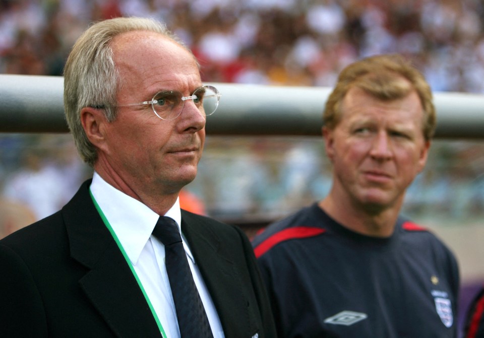 Sven-Goran Eriksson pictured with assistant coach Steve McClaren during the second round World Cup 2006 against Ecuador