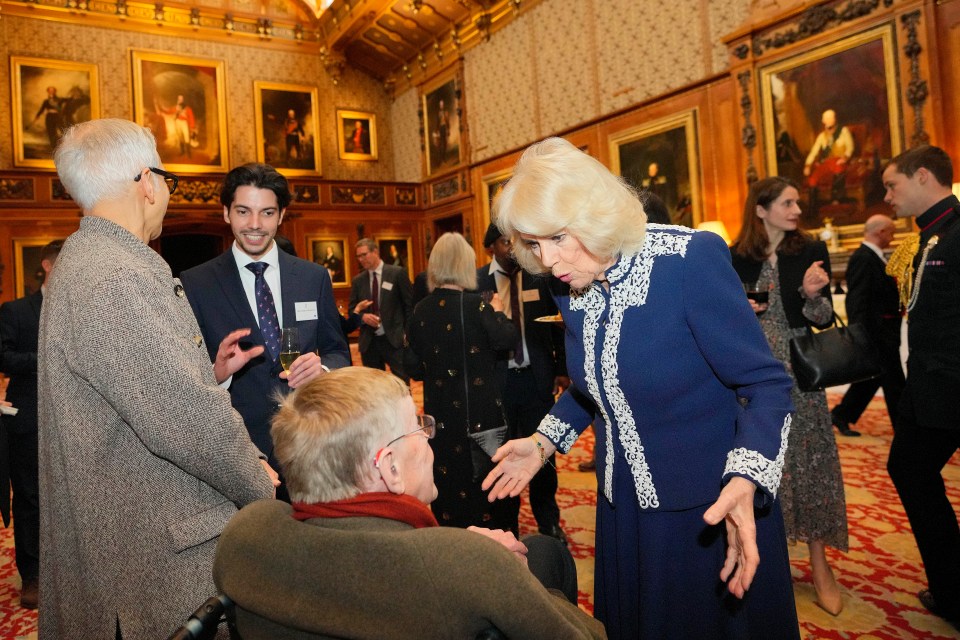 The Queen smiled as she greeted visitors as she continued with royal duties