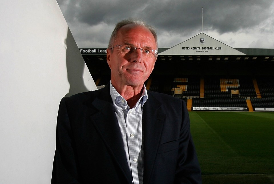 Former England boss Sven-Goran Eriksson, pictured during his spell at Notts County said yesterday one of his dying wishes is to see the Three Lions win this year’s Euros