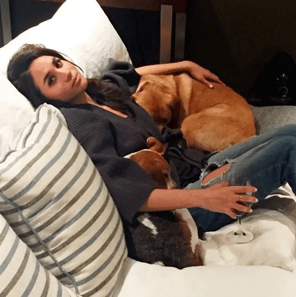 Meghan with two of her rescue dogs