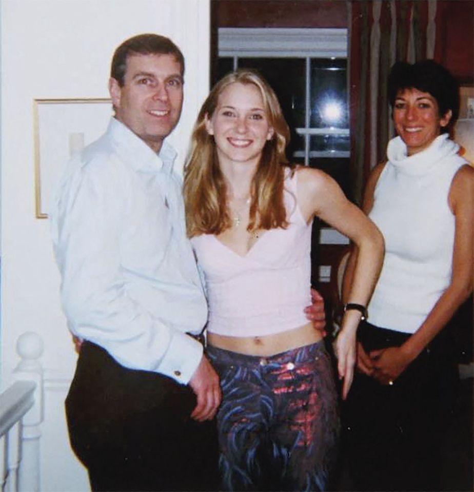 (FILES) In this file undated handout photo taken at an undisclosed location and released on August 9, 2021 by the United States District Couty for the Southern District of New York shows (L-R) Prince Andrew, Virginia Giuffre, and Ghislaine Maxwell posing for a photo. - Disgraced former socialite Ghislaine Maxwell has claimed in a jailhouse interview with a UK broadcaster that a decades-old photograph of Prince Andrew with his arm around his sexual abuse accuser Virginia Giuffre's waist and Maxwell standing next to them -- said to have been taken in London in 2001 -- is "fake". Maxwell, is imprisoned in a Florida penitentiary after her conviction and 20-year sentence for helping late financier Jeffrey Epstein sexually abuse girls. (Photo by Handout / US District Court - Southern District of New York (SDNY) / AFP) / RESTRICTED TO EDITORIAL USE - MANDATORY CREDIT "AFP PHOTO / UNITED STATES DISTRICT COURT FOR THE SOUTHERN DISTRICT OF NEW YORK" - NO MARKETING - NO ADVERTISING CAMPAIGNS - DISTRIBUTED AS A SERVICE TO CLIENTS (Photo by HANDOUT/US District Court - Southern Dis/AFP via Getty Images)