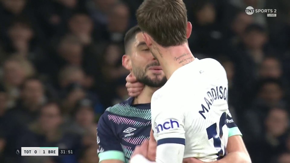 James Maddison and Neal Maupay clashed in the Prem derby