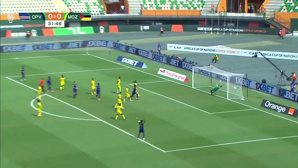 The ball flew past the keeper and into the net