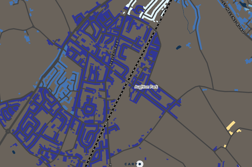 Nearby Aughton is a wealthy post code with expensive homes and restaurants